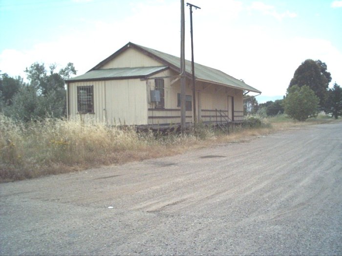 A closer view of the well-preserved goods shed.