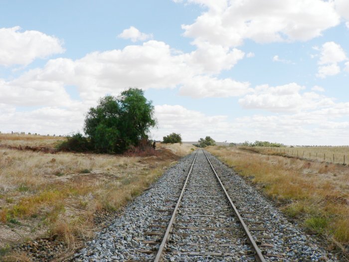 The view looking west. The station was possibly located somewhere on the right hand side of the track.