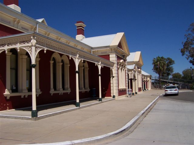 
The view looking along the roadside facade.
