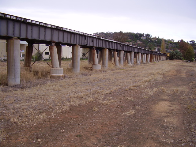 The western side of the southern approach viaduct looking towards Wagga Wagga.
