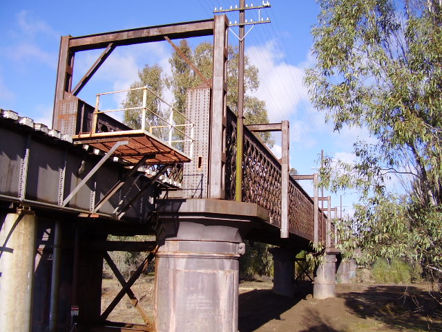 The northern portal of the Murrumbidgee River Bridge looking towards Wagga Wagga.
