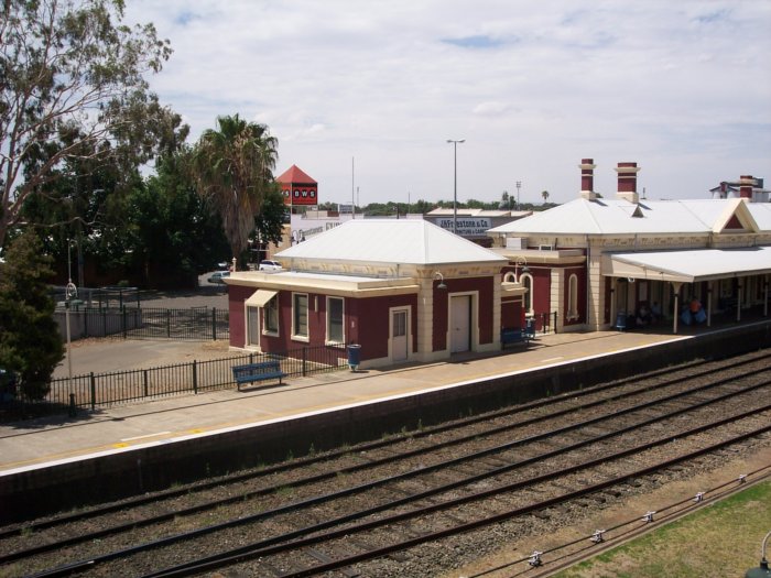 A closer view of the down end of the station buildings.