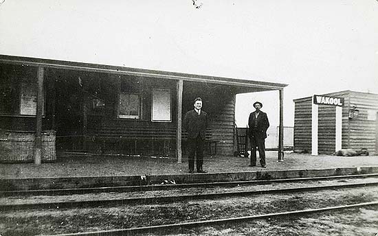 A historic photo of Wakool Station.