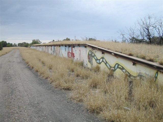 The view looking along the painted goods loading bank away form the terminus.