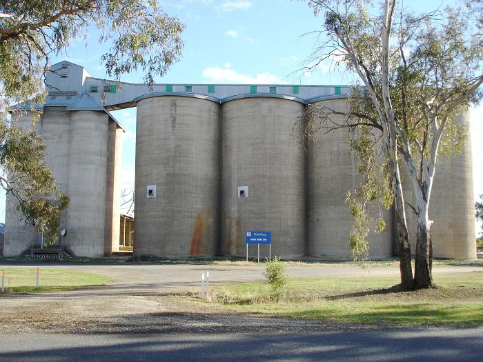 The road-side approach to the silos.