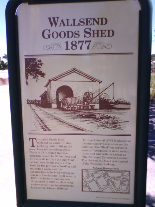 A sign describing the preserved goods shed.