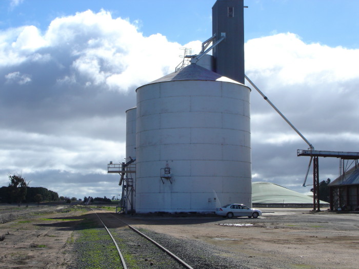The view looking north of the steel silos on the silo siding.