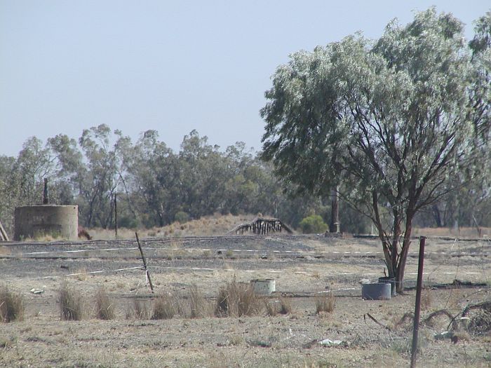 
Remains of structures in the yard, including the base of the jib crane,
a loading bank and water column.
