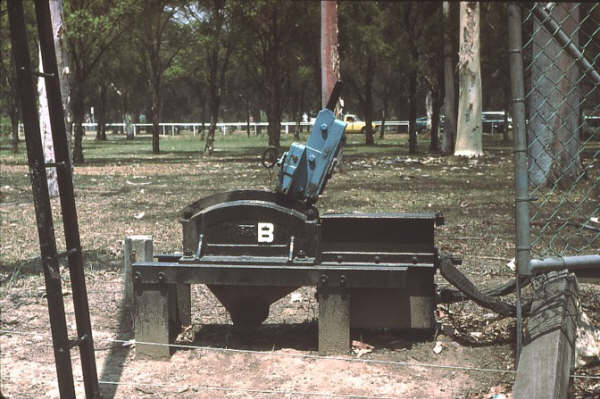 This unusual lever was released by a key held at Cabramatta Jct Box. This duplex lock lever was released by a key held at Cabramatta Jct Signal Box and the lever's purpose was to engage or shut down a switch to the overhead lines giving the trains power to travel the Racecourse Branch.