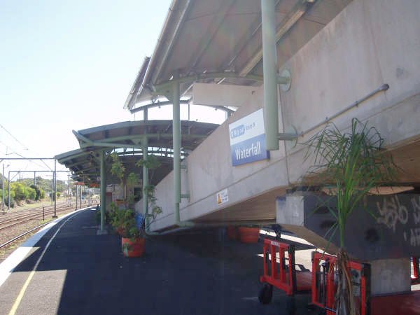 The view looking north along platform 1. The tracks on the far left are the Up Goods and Refuge Loops.