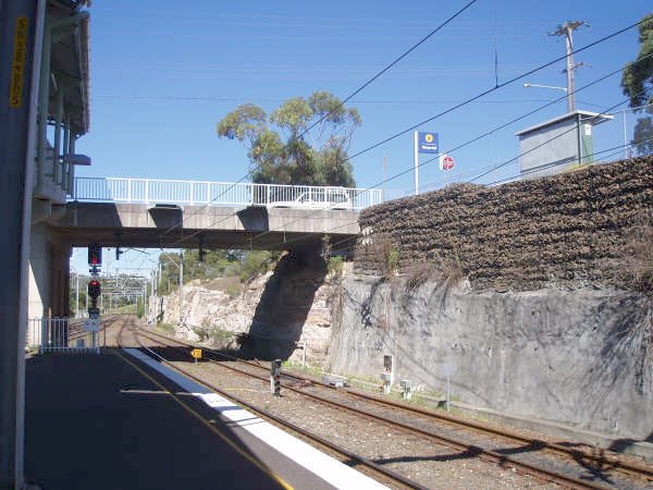 The view looking south showing the road overbridge.