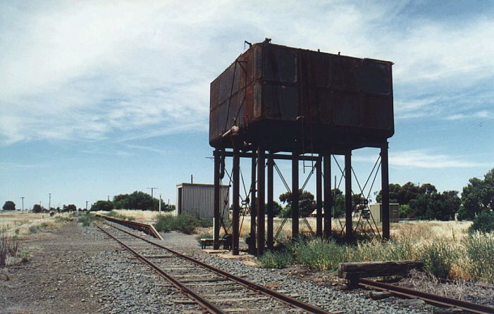 
The abandoned platform at Whitton is dominated by the old water tank.
