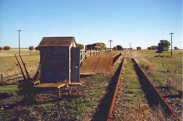 
A view looking south along the platform.  No trace remains of the one-time
sidings apart from the lever frames.
