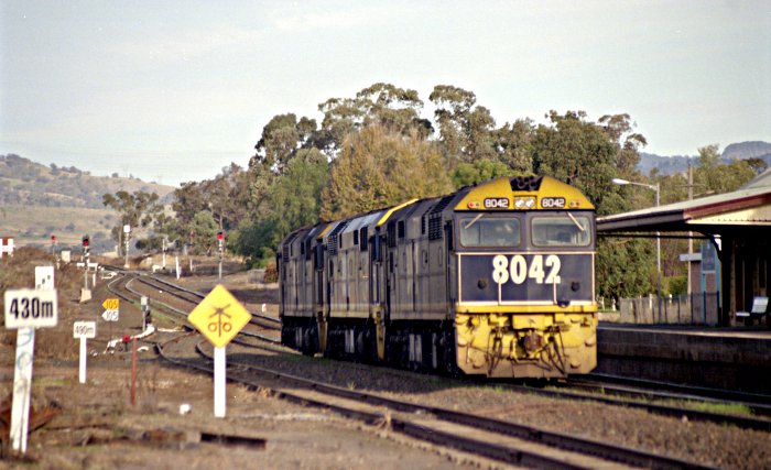 The view looking towards Newcastle, the 80 class bankers await the arrival of the Northern Tablelands Xplorer.