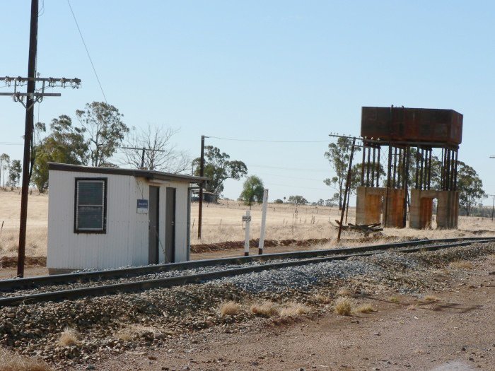 The water tank and modern staff hut.