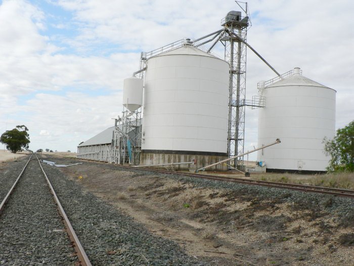 The view looking west past the silos.