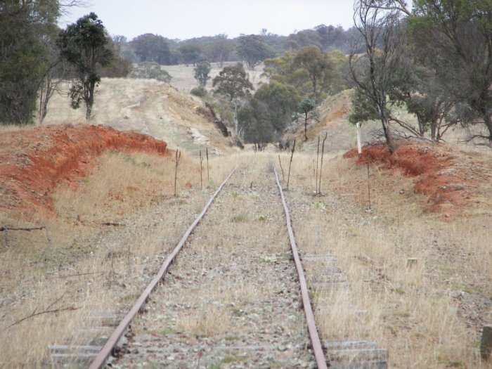 The view looking south in the distance from the road crossing.