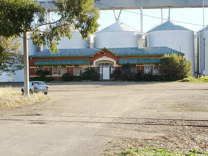 The road-side view of the locked up station building.