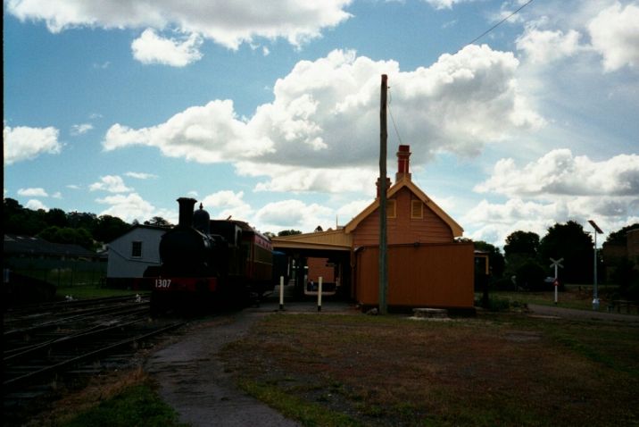 
Steam locomotive 1307 sits at the platform outside the museum.
